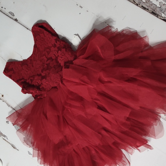 Lace and tulle tutu dress Christmas dress holiday dress birthday dress - Picture 6 of 8
